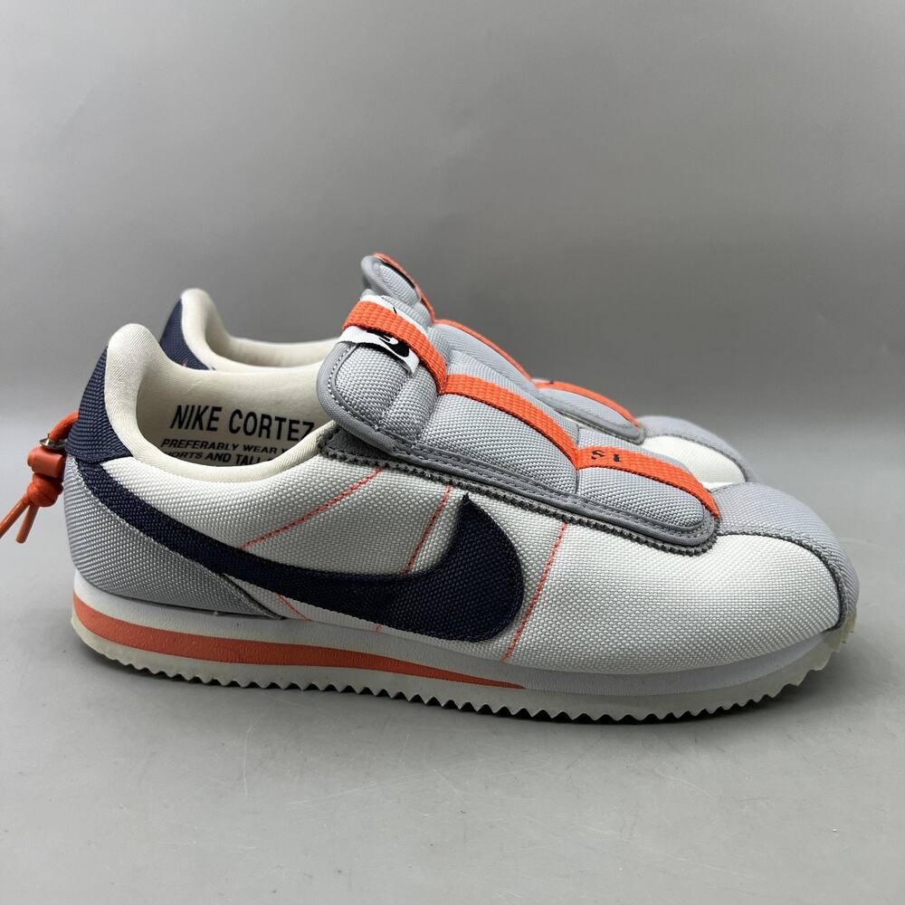 Nike Cortez White Gray Navy with Orange Accents